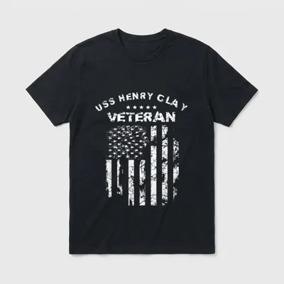 USS Henry Clay Military Veteran T-Shirt – USS HENRY CLAY VETERAN with flag and stars – Classic T-Shirt in Black