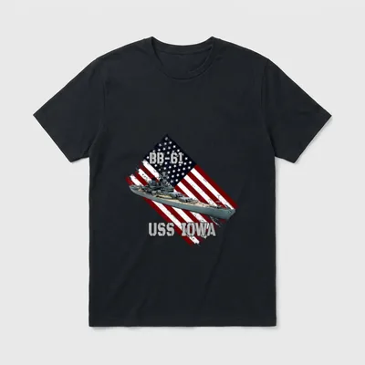 USS Iowa Combat Warship BB-61 Veterans T-Shirt – Classic T-Shirt in Black