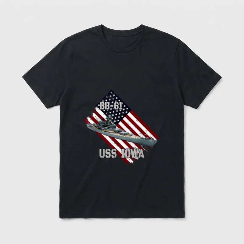 USS Iowa Combat Warship BB-61 Veterans T-Shirt – Classic T-Shirt in Black
