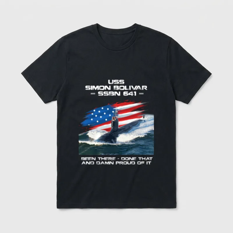 Simon Bolivar SSBN-641 American Flag Submarine T-Shirt – Classic T-Shirt in Black