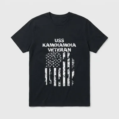 USS Kamehameha Veteran T-Shirt – USS KAMEHAMEHA VETERAN with distressed American flag – Classic T-Shirt in Black