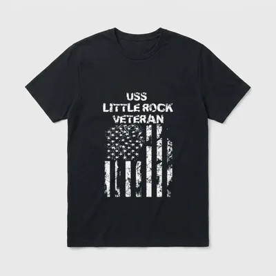 USS Little Rock Veteran T-Shirt – USS LITTLE ROCK VETERAN with weathered American flag – Classic T-Shirt in Black