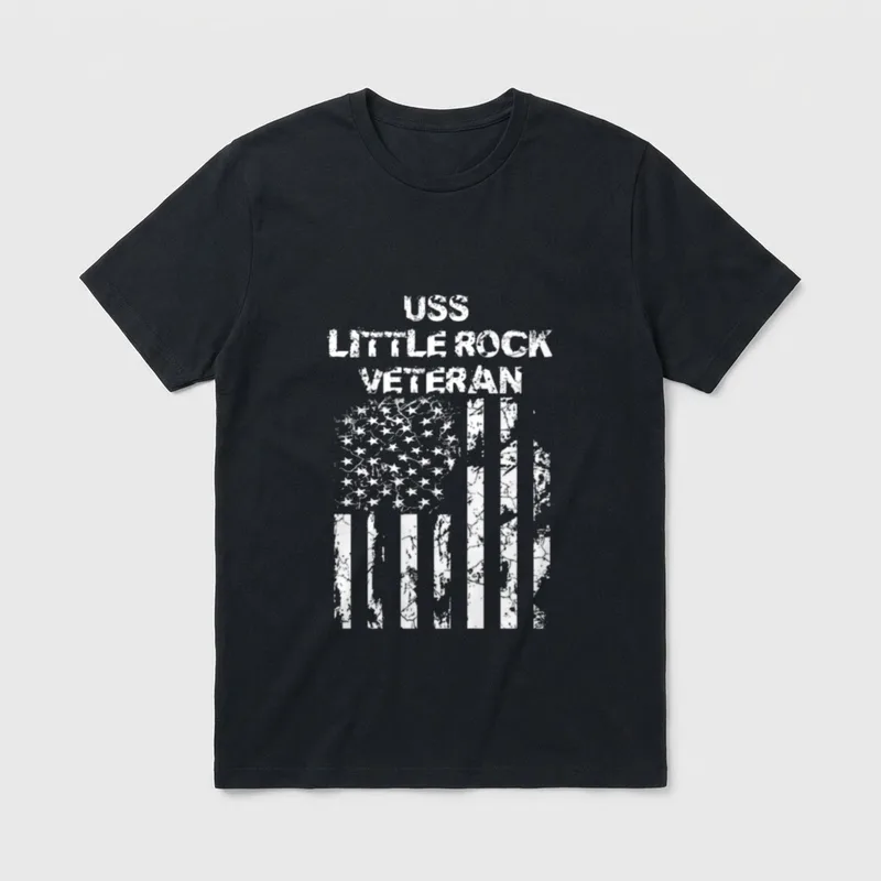 USS Little Rock Veteran T-Shirt – USS LITTLE ROCK VETERAN with weathered American flag – Classic T-Shirt in Black