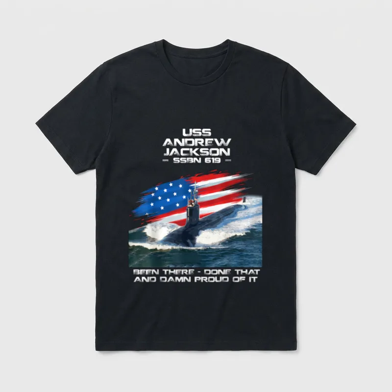 Andrew Jackson SSBN-619 American Flag Submarine T-Shirt – Classic T-Shirt in Black