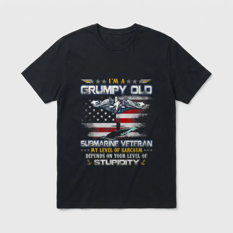 U S Submarine Grumpy Old Veteran T-Shirt – Classic T-Shirt in Black