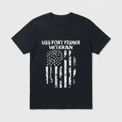USS Fort Fisher Military Veteran Distressed T-Shirt – Classic T-Shirt in Black