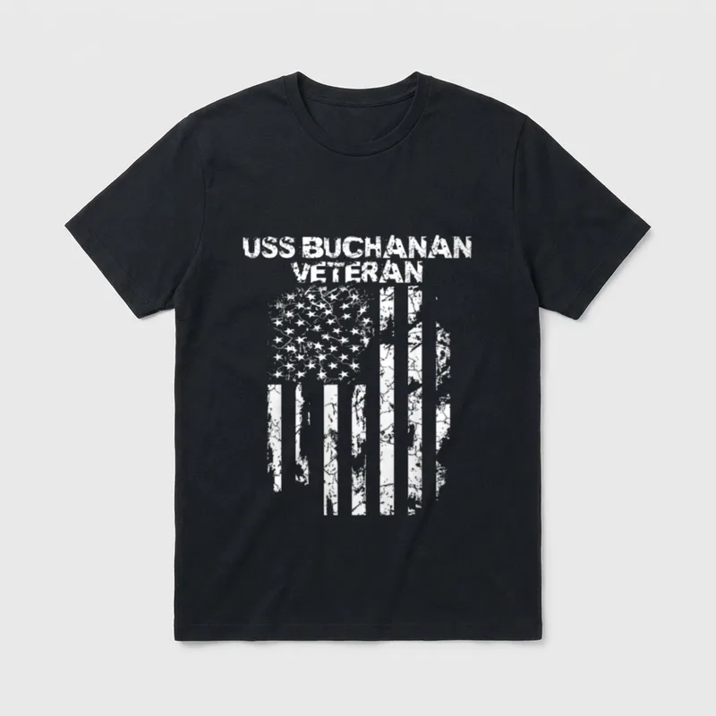 USS Buchanan Military Veteran Distressed USA T-Shirt – Classic T-Shirt in Black