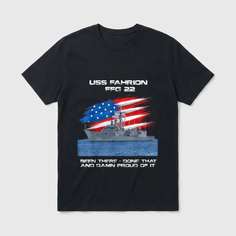 FFG-22 Class Frigate American Flag Veteran T-Shirt – Classic T-Shirt in Black