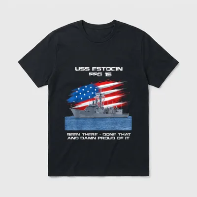 FFG-15 Class Frigate American Flag Veteran T-Shirt – Classic T-Shirt in Black