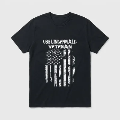 USS Lindenwald Military Veteran Distressed USA T-Shirt – Classic T-Shirt in Black
