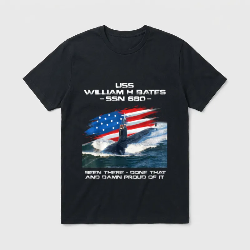 H Bates SSN-680 American Flag Submarine T-Shirt – Classic T-Shirt in Black