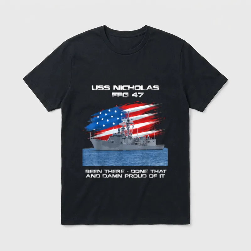 FFG-47 Class Frigate American Flag Veteran T-Shirt – Classic T-Shirt in Black