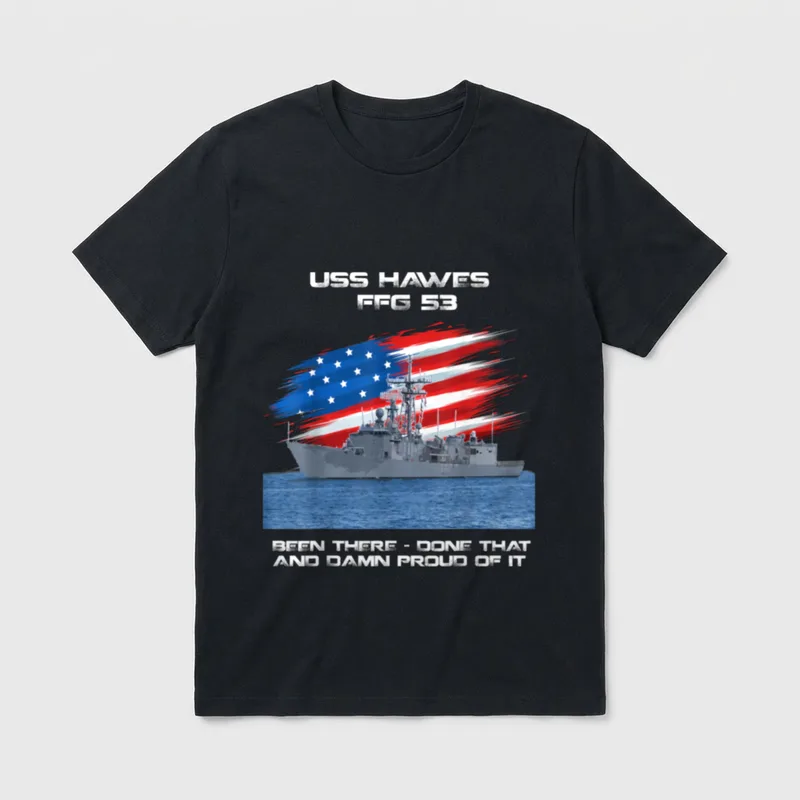 FFG-53 Class Frigate American Flag Veteran T-Shirt – Classic T-Shirt in Black