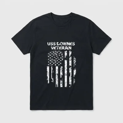 USS Downes Military Veteran Distressed USA T-Shirt – Classic T-Shirt in Black