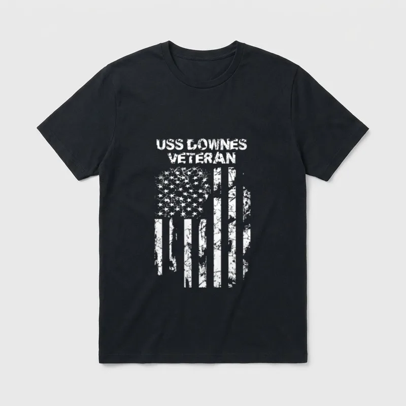 USS Downes Military Veteran Distressed USA T-Shirt – Classic T-Shirt in Black