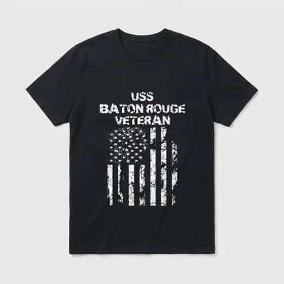 USS Baton Rouge Veteran T-Shirt – Distressed US flag with USS Baton Rouge Veteran text – Classic T-Shirt in Black