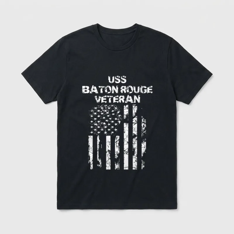 USS Baton Rouge Veteran T-Shirt – Distressed US flag with USS Baton Rouge Veteran text – Classic T-Shirt in Black