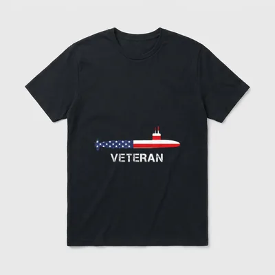American Flag Submarine Veteran Military Service T-Shirt – Classic T-Shirt in Black