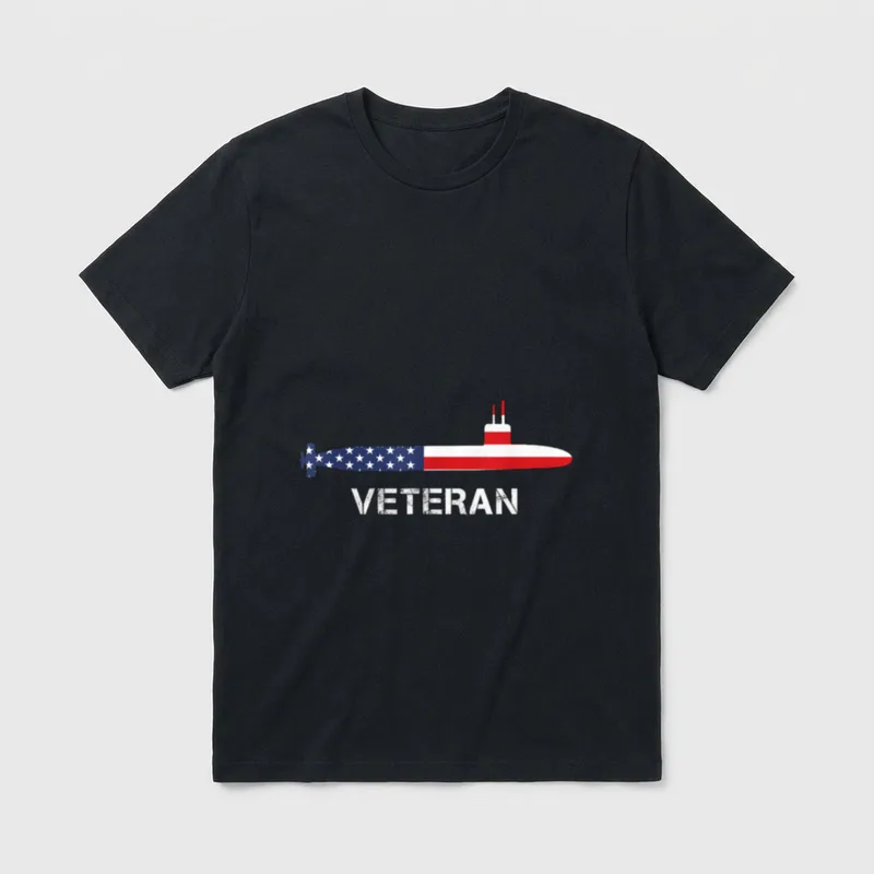 American Flag Submarine Veteran Military Service T-Shirt – Classic T-Shirt in Black