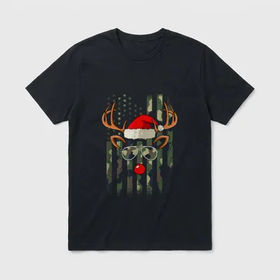 Reindeer Camo Veteran Christmas T-Shirt – Classic T-Shirt in Black