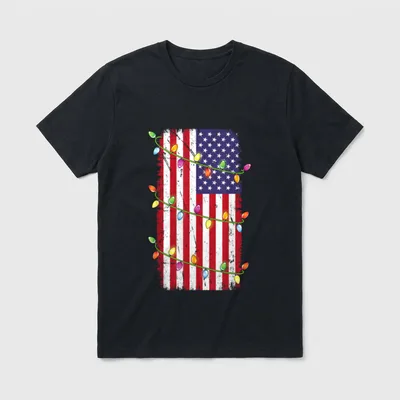 Patriotic Christmas Lights T-Shirt – Classic T-Shirt in Black