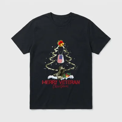 Veteran Christmas Army Camo T-Shirt – Classic T-Shirt in Black