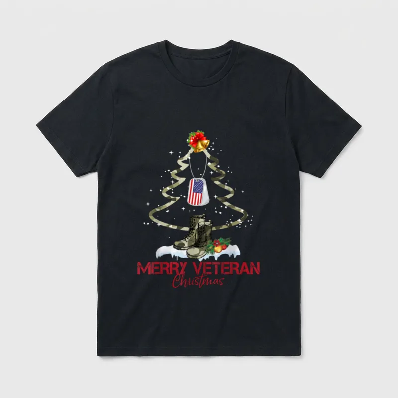 Veteran Christmas Army Camo T-Shirt – Classic T-Shirt in Black