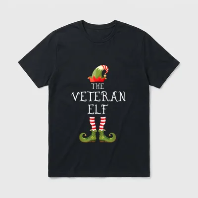 Army Veteran Elf Christmas T-Shirt – Classic T-Shirt in Black