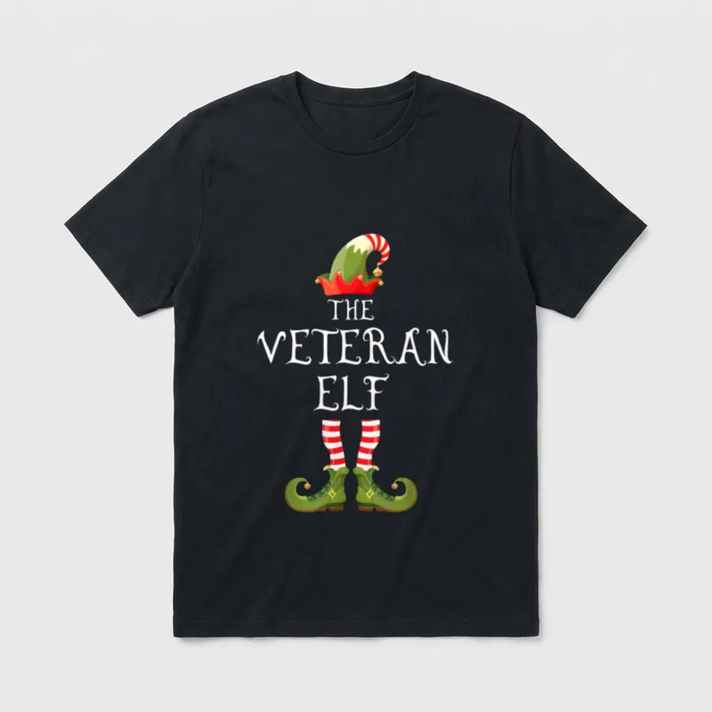 Army Veteran Elf Christmas T-Shirt – Classic T-Shirt in Black
