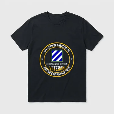 Military Oath Of Enlistment T-Shirt – My Oath Of Enlistment circle badge with 3rd Infantry patch – Classic T-Shirt in Black