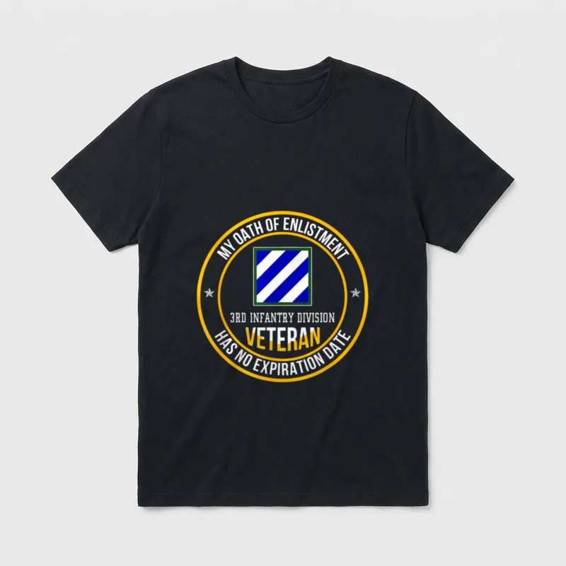 Military Oath Of Enlistment T-Shirt – My Oath Of Enlistment circle badge with 3rd Infantry patch – Classic T-Shirt in Black
