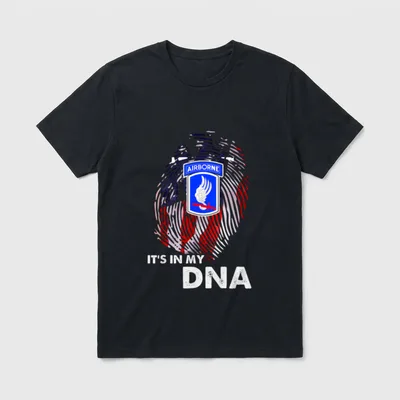 173rd Airborne Veteran T-Shirt – "IT'S IN MY DNA" text with 173rd Airborne Brigade patch – Classic T-Shirt in Black
