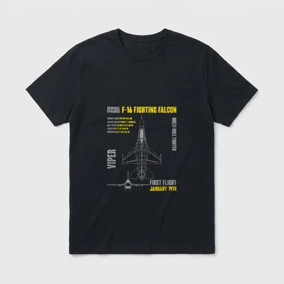 F-16 Fighting Falcon Military Aircraft Veterans T-Shirt – Classic T-Shirt in Black