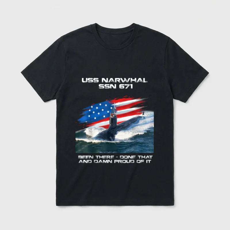 Narwhal SSN-671 American Flag Submarine Veteran T-Shirt – Classic T-Shirt in Black