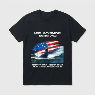 Wyoming SSBN-742 American Flag Submarine Veteran T-Shirt – Classic T-Shirt in Black