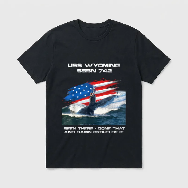 Wyoming SSBN-742 American Flag Submarine Veteran T-Shirt – Classic T-Shirt in Black