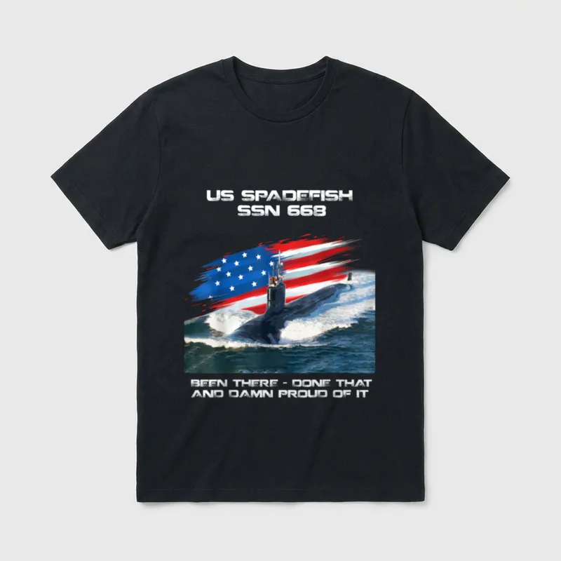 Spadefish SSN-668 American Flag Submarine Veteran T-Shirt – Classic T-Shirt in Black