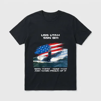 Utah SSN-801 American Flag Submarine Veteran T-Shirt – Classic T-Shirt in Black