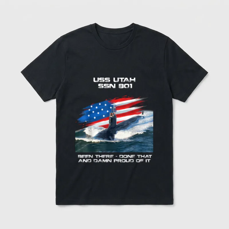Utah SSN-801 American Flag Submarine Veteran T-Shirt – Classic T-Shirt in Black