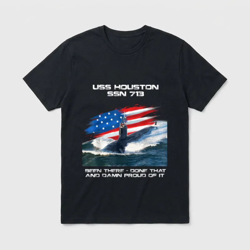 Houston SSN-713 American Flag Submarine Veteran T-Shirt – Classic T-Shirt in Black