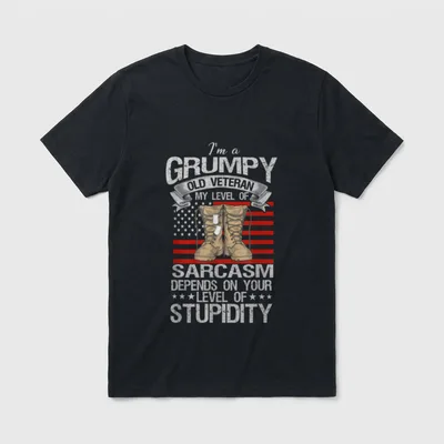 Grumpy Old Army Veteran T-Shirt – Classic T-Shirt in Black