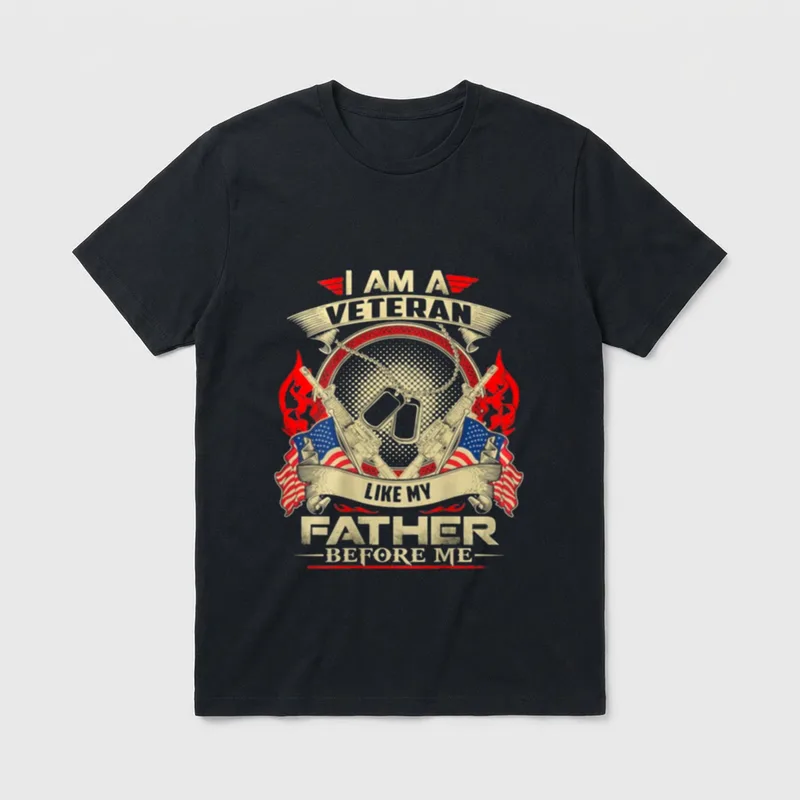 Military Family Legacy T-Shirt – I AM A VETERAN LIKE MY FATHER BEFORE ME – Classic T-Shirt in Black
