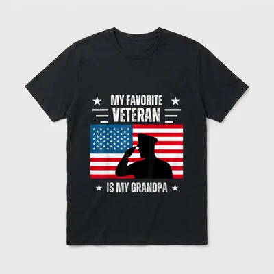 Favorite Veteran Grandpa T-Shirt – Classic T-Shirt in Black