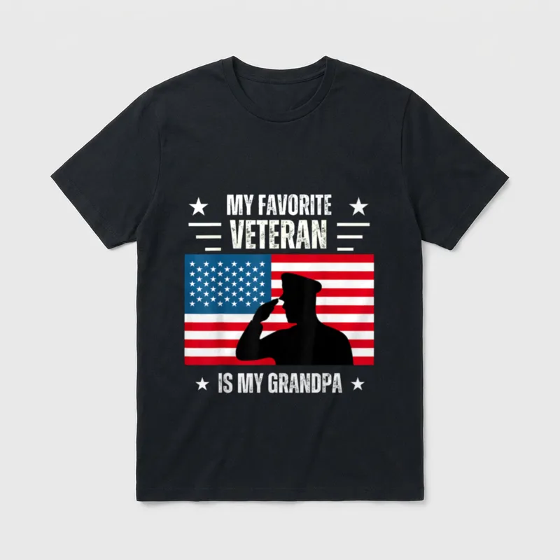 Favorite Veteran Grandpa T-Shirt – Classic T-Shirt in Black