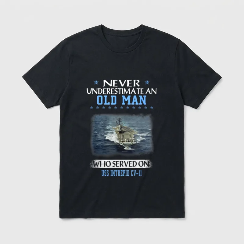 USS Intrepid CV-11 Veterans Day Father T-Shirt – Classic T-Shirt in Black