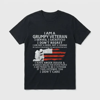 Veteran Dad Grumpy T-Shirt – Classic T-Shirt in Black