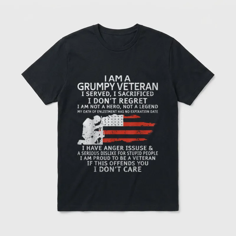 Veteran Dad Grumpy T-Shirt – Classic T-Shirt in Black