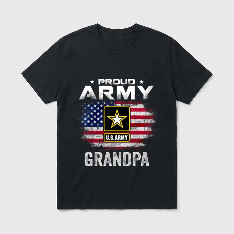 Army Grandpa American Flag T-Shirt – Classic T-Shirt in Black