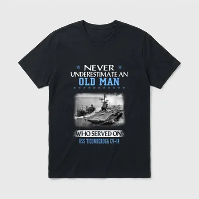 USS Ticonderoga CV-14 Veterans Day Father T-Shirt – Classic T-Shirt in Black