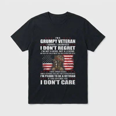 I'm a Grumpy Veteran Grandpa Patriotic T-Shirt – Classic T-Shirt in Black